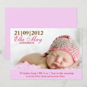 Matin Baby Girl Foto geboorteaankondiging Aankondiging (Voorkant / Achterkant)