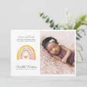 Matin Baby Girl Foto geboorteaankondiging | Roze Aankondiging (Staand voorkant)