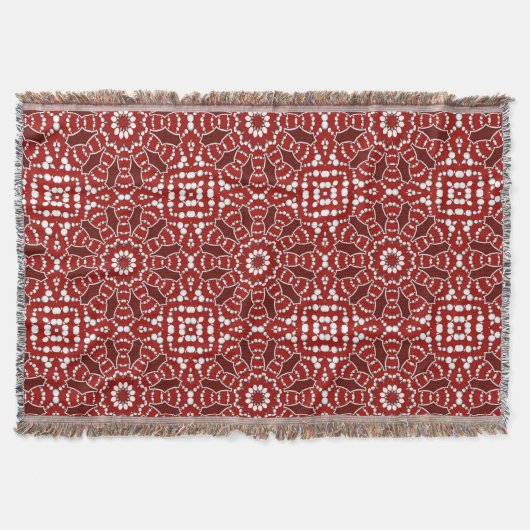 Matin Batik Red White geweven Throw Blanket Deken (Voorkant)
