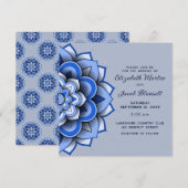Matin blauw papier snijdt Mandala Wedding Kaart (Voorkant / Achterkant)