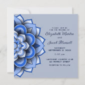 Matin blauw papier snijdt Mandala Wedding Kaart (Voorkant)