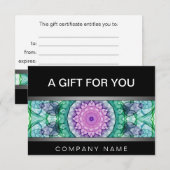 Matin cadeaucertificaat voor waterlily mandala (Voorkant / Achterkant)