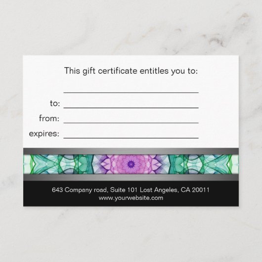 Matin cadeaucertificaat voor waterlily mandala (Achterkant)