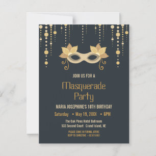 Matin Masquerade verjaardagsfeest Magnetische Uitnodiging