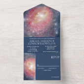 Matin Night Sky Galaxy Blue Paars Red All In One Uitnodiging (Binnen)