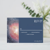 Matin Night Sky Galaxy Blue Paars Red RSVP Kaartje (Staand voorkant)