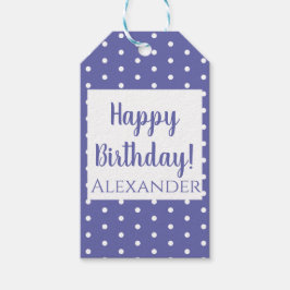 Matin Paars Polka Dots Birthday Naam Cadeaulabel