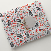 Matin Red Berry Kerstmis Rood Gray Cadeaupapier