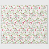 Matin Red Berry Kerstmis Rood Gray Cadeaupapier (Vlak)