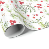 Matin Red Berry Kerstmis Rood Gray Cadeaupapier (Rol Hoek)