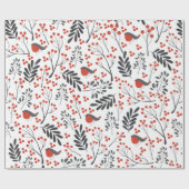 Matin Red Berry Kerstmis Rood Gray Cadeaupapier (Vlak)