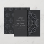 Matin zwart papier snijdt Mandala Peekaboo Wedding Kaart (Voorkant / Achterkant)