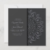 Matin zwart papier snijdt Mandala Peekaboo Wedding Kaart (Voorkant)
