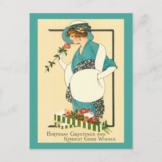 MATINEE MEISJE VERJAARDAG ART DECO BRIEFKAART (Voorkant)