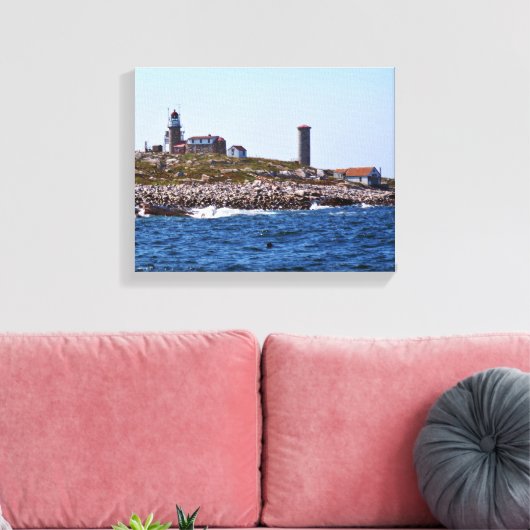 Matinicus Rock Lighthouse, Maine Canvas Afdruk (Insitu (Woonkamer))