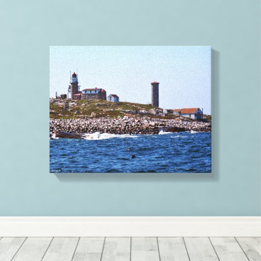 Matinicus Rock Lighthouse, Maine Canvas Afdruk (Insitu (Houten vloer))