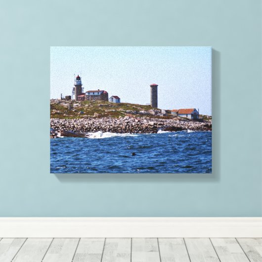 Matinicus Rock Lighthouse, Maine Canvas Afdruk (Insitu (Houten vloer))