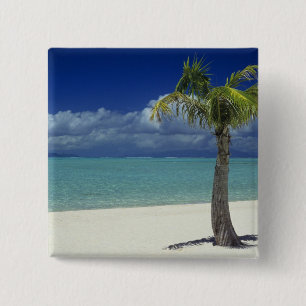Matira Beach op het eiland Bora Bora, 2 Vierkante Button 5,1 Cm