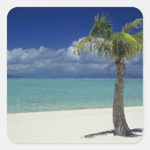 Matira Beach op het eiland Bora Bora, 2 Vierkante Sticker