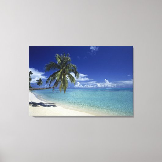 Matira Beach op het eiland Bora Bora, Canvas Afdruk (Voorkant)