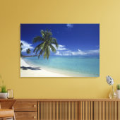 Matira Beach op het eiland Bora Bora, Canvas Afdruk (Insitu (Woonkamer))