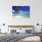 Matira Beach op het eiland Bora Bora, Canvas Afdruk (Insitu (Slaapkamer))
