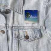 Matira Beach op het eiland Bora Bora, Vierkante Button 5,1 Cm (In situ)