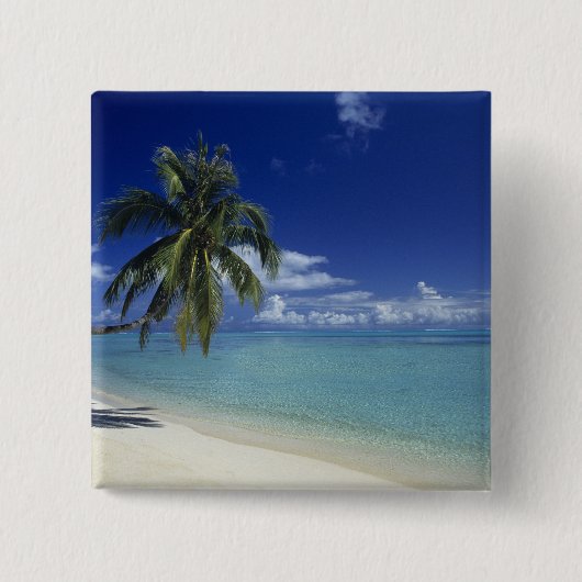 Matira Beach op het eiland Bora Bora, Vierkante Button 5,1 Cm (Voorkant)