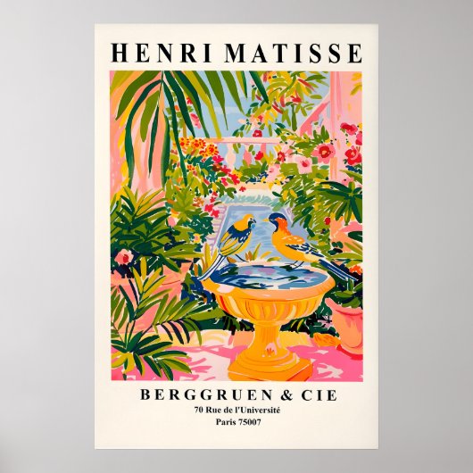 Matisse Art Print Songbirds in Bird Bath (Voorkant)