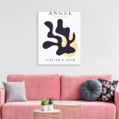 Matisse Blad Abstract Organische Kunstprint Navy Canvas Afdruk (Insitu (Woonkamer))