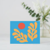 Matisse bladeren blauw en geel briefkaart (Staand voorkant)