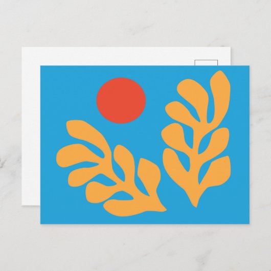 Matisse bladeren blauw en geel briefkaart (Voorkant / Achterkant)