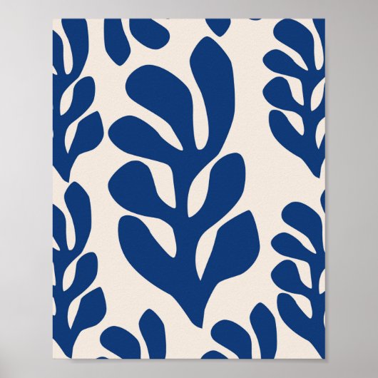 Matisse bladeren Blauw Poster (Voorkant)