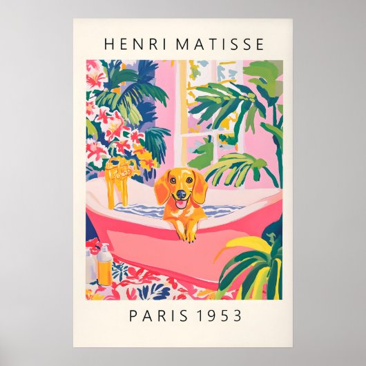 Matisse Dachshund Art Print Funny Bathroom (Voorkant)