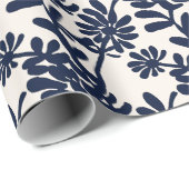 Matisse Geïnspireerd Blauw Botanisch Bloempatroon Cadeaupapier (Rol Hoek)