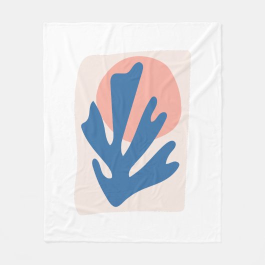 Matisse geïnspireerd Blauw en Blush Roze Blad Cuto Fleece Deken (Voorkant)