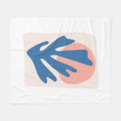 Matisse geïnspireerd Blauw en Blush Roze Blad Cuto Fleece Deken (Voorkant (Horizontaal))