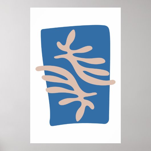 Matisse geïnspireerd blauw koraal bladeren uitsnij poster (Voorkant)