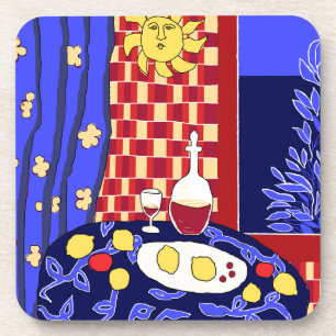 Matisse Geïnspireerd Blauw Nacht Stilleven Wijn Ci Bier Onderzetter