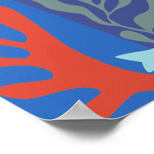 Matisse geïnspireerd Ocean Life papier knipsels bl Poster (Hoek)