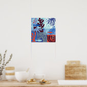 Matisse geïnspireerd Ocean Life papier knipsels bl Poster (Keuken)