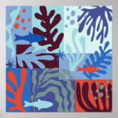 Matisse geïnspireerd Ocean Life papier knipsels bl Poster (Voorkant)