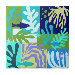 Matisse Geïnspireerd Ocean Life Papier Uitsnijding Tegeltje