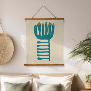 Matisse Geïnspireerd Teal en Oranje Hangend Wandkleed