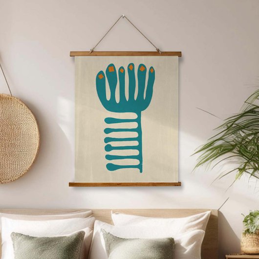 Matisse Geïnspireerd Teal en Oranje Hangend Wandkleed