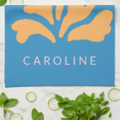 Matisse geïnspireerde Abstracte vorm Blauw op maat Theedoek (Gevouwen)