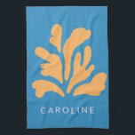 Matisse geïnspireerde Abstracte vorm Blauw op maat Theedoek<br><div class="desc">Matisse geïnspireerde Abstracte vorm Blauwe keukenhanddoek op maat</div>