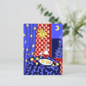 Matisse geïnspireerde blauwe nachtleeuwen briefkaart (Staand voorkant)