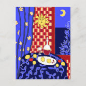 Matisse geïnspireerde blauwe nachtleeuwen briefkaart (Voorkant)