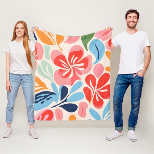 Matisse geïnspireerde bloemen fleece deken (In situ)